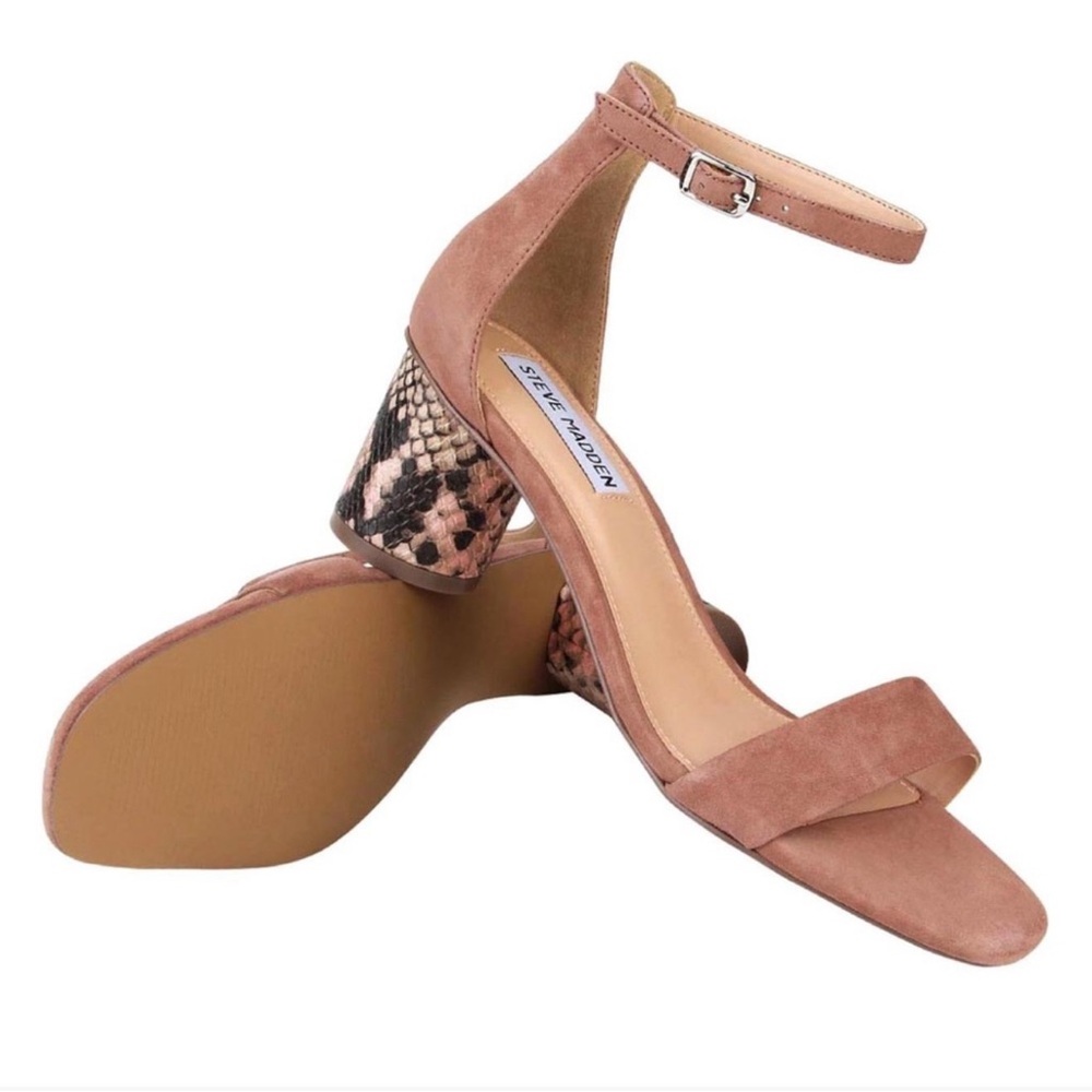 New! Rare STEVE MADDEN Regard Suede Block Animal Print Heel Strappy Sandals - Picture 3 of 12